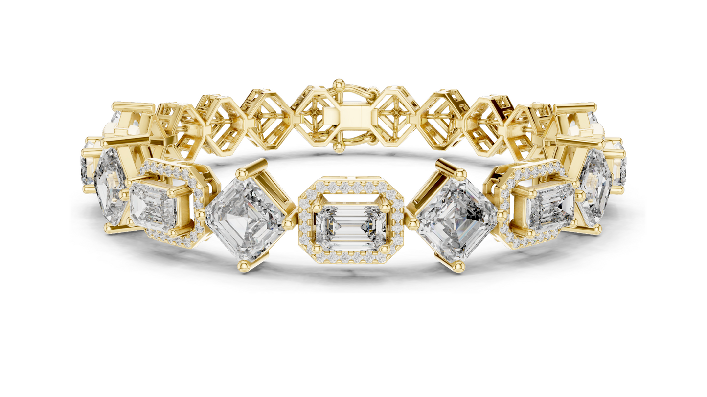12.04 CT Lab Diamond Bracelet | Emerald & Radiant Cut | 18KT, 14KT, 10KT Gold & 925 Silver | Rose, Yellow, White Gold Options | Luxury Fine Jewelry