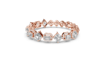 12.04 CT Lab Diamond Designer Bracelet | Emerald, Asscher & Radiant Cut | 10KT, 14KT, 18KT Gold & 925 Silver | Yellow, Rose & White Gold | Luxury Fine Jewelry