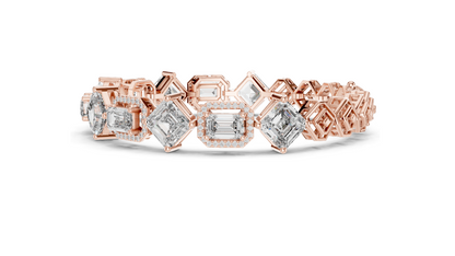 12.04 CT Lab Diamond Designer Bracelet | Emerald, Asscher & Radiant Cut | 10KT, 14KT, 18KT Gold & 925 Silver | Yellow, Rose & White Gold | Luxury Fine Jewelry