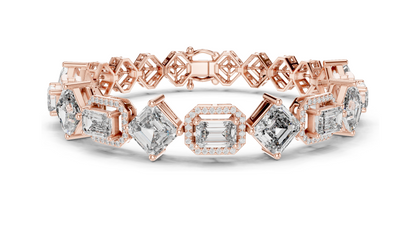 12.04 CT Lab Diamond Designer Bracelet | Emerald, Asscher & Radiant Cut | 10KT, 14KT, 18KT Gold & 925 Silver | Yellow, Rose & White Gold | Luxury Fine Jewelry