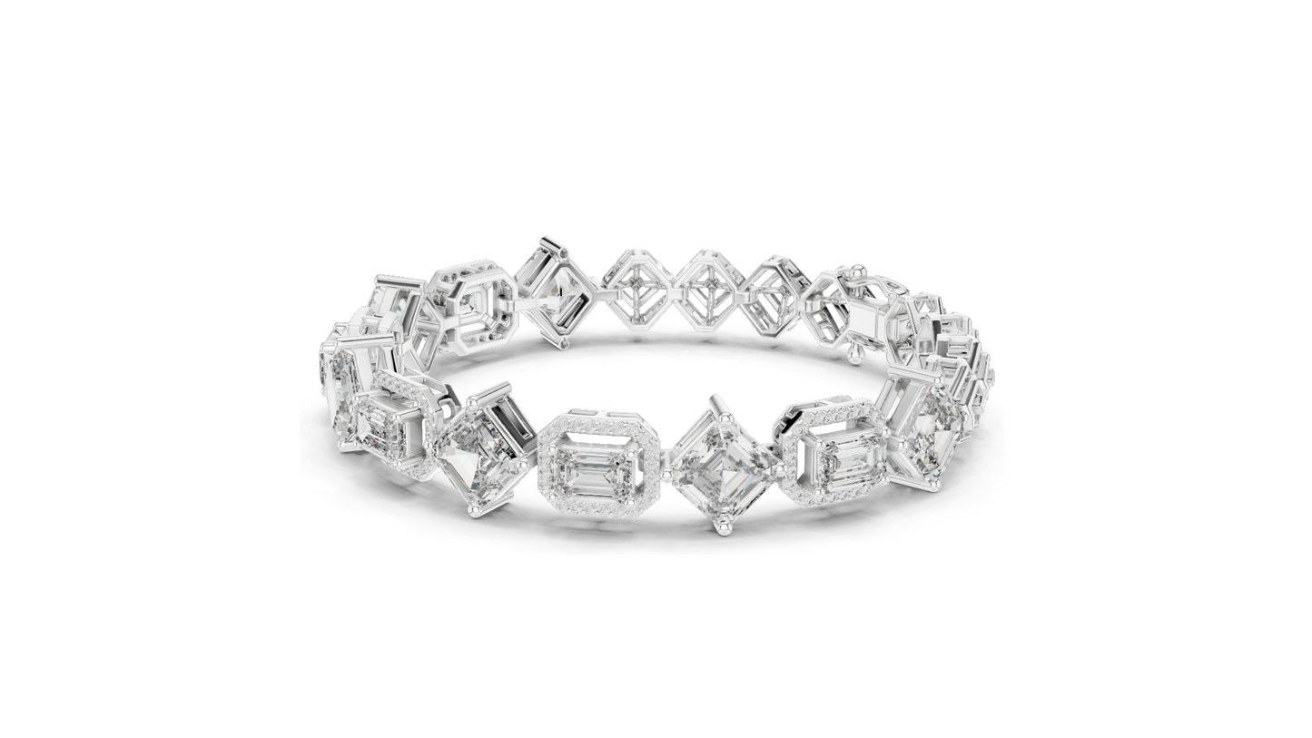 12.04 CT Lab Diamond Designer Bracelet | Emerald, Asscher & Radiant Cut | 10KT, 14KT, 18KT Gold & 925 Silver | Yellow, Rose & White Gold | Luxury Fine Jewelry