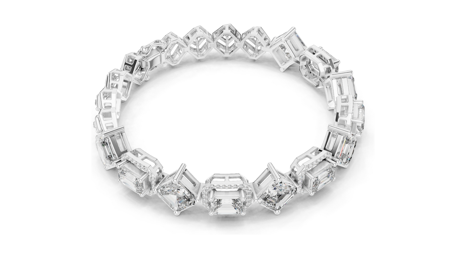 12.04 CT Lab Diamond Designer Bracelet | Emerald, Asscher & Radiant Cut | 10KT, 14KT, 18KT Gold & 925 Silver | Yellow, Rose & White Gold | Luxury Fine Jewelry