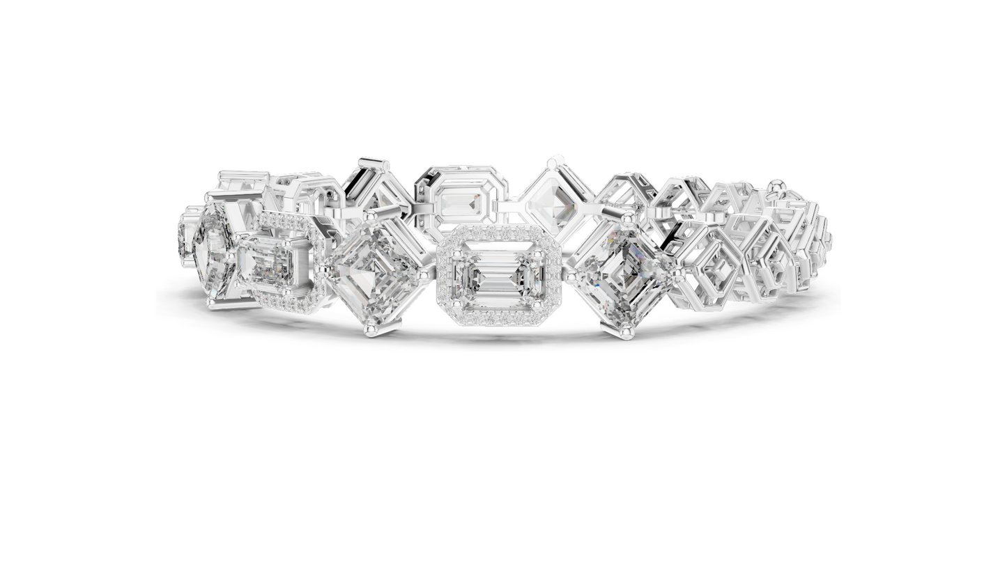 12.04 CT Lab Diamond Designer Bracelet | Emerald, Asscher & Radiant Cut | 10KT, 14KT, 18KT Gold & 925 Silver | Yellow, Rose & White Gold | Luxury Fine Jewelry