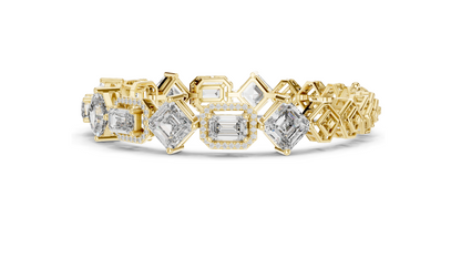 12.04 CT Lab Diamond Designer Bracelet | Emerald, Asscher & Radiant Cut | 10KT, 14KT, 18KT Gold & 925 Silver | Yellow, Rose & White Gold | Luxury Fine Jewelry