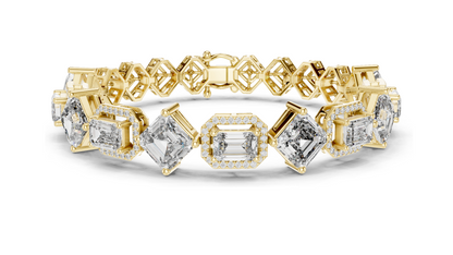 12.04 CT Lab Diamond Designer Bracelet | Emerald, Asscher & Radiant Cut | 10KT, 14KT, 18KT Gold & 925 Silver | Yellow, Rose & White Gold | Luxury Fine Jewelry