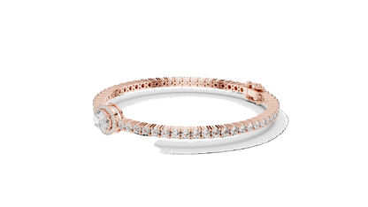 3.837 CT Lab Diamond Oval Halo Tennis Bracelet | Oval & Round Brilliant Cut | 10KT, 14KT, 18KT Gold & 925 Silver | Rose, Yellow, White Gold Options | Luxury Fine Jewelry