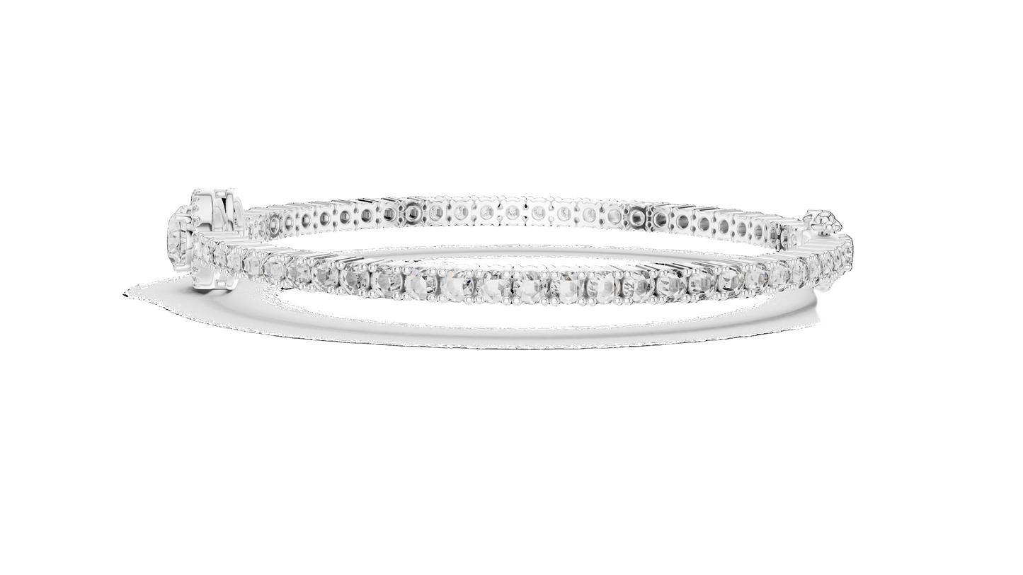 3.837 CT Lab Diamond Oval Halo Tennis Bracelet | Oval & Round Brilliant Cut | 10KT, 14KT, 18KT Gold & 925 Silver | Rose, Yellow, White Gold Options | Luxury Fine Jewelry