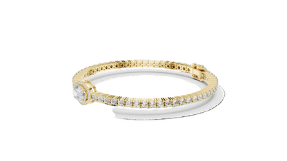 3.837 CT Lab Diamond Oval Halo Tennis Bracelet | Oval & Round Brilliant Cut | 10KT, 14KT, 18KT Gold & 925 Silver | Rose, Yellow, White Gold Options | Luxury Fine Jewelry
