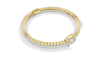 3.837 CT Lab Diamond Oval Halo Tennis Bracelet | Oval & Round Brilliant Cut | 10KT, 14KT, 18KT Gold & 925 Silver | Rose, Yellow, White Gold Options | Luxury Fine Jewelry