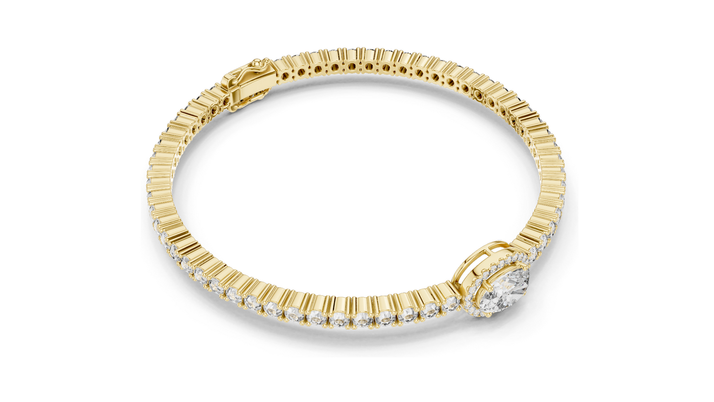 1.5 CT Lab VVS-VS-EF CVD Diamond Bracelet | Marquise & Emerald Cut | 18KT, 14KT, 10KT Gold & 925 Silver | Rose, Yellow, White Gold Options