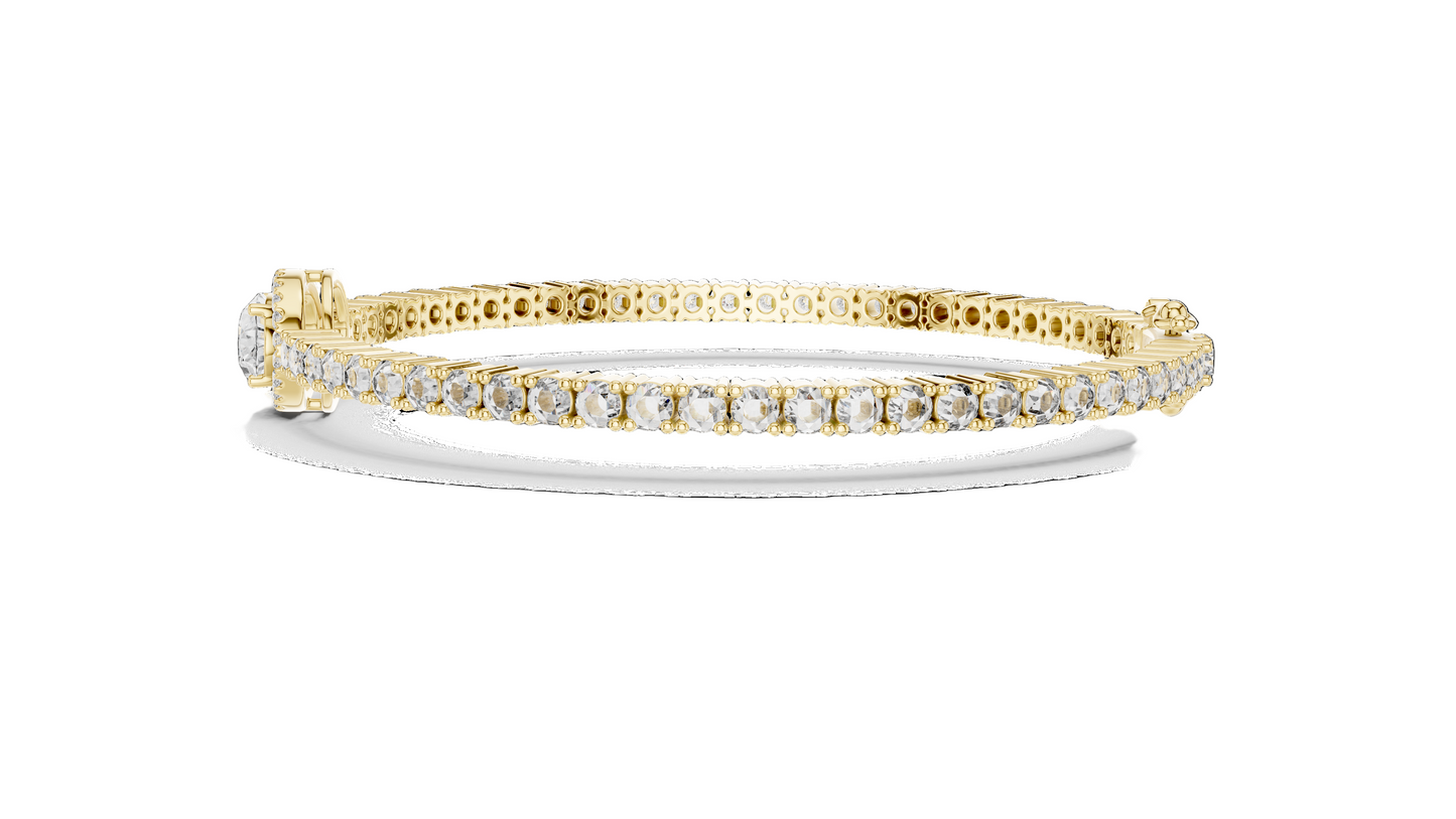 3.837 CT Lab Diamond Oval Halo Tennis Bracelet | Oval & Round Brilliant Cut | 10KT, 14KT, 18KT Gold & 925 Silver | Rose, Yellow, White Gold Options | Luxury Fine Jewelry