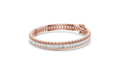 Luxury 12 CT Lab Diamond Baguette Tennis Bracelet | VVS-VS EF CVD Diamonds | 18KT, 14KT, 10KT Gold & 925 Silver | Rose, Yellow, White Gold Options | Fine Jewelry
