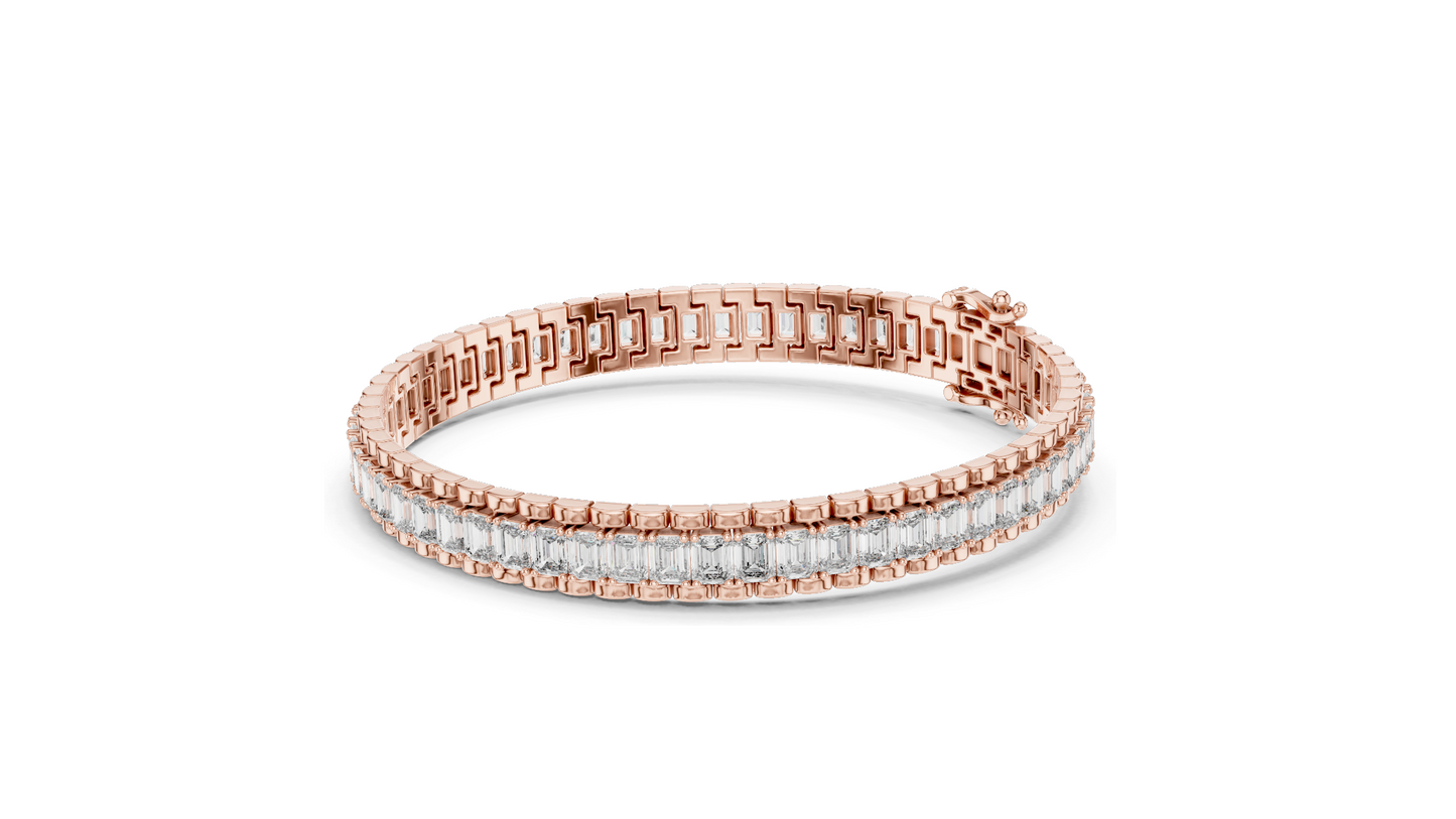 12 CT Lab VVS-VS EF CVD Diamond Tennis Bangle Bracelet | Available in 18KT, 14KT, 10KT Gold & 925 Silver | Rose, Yellow, White Gold Options