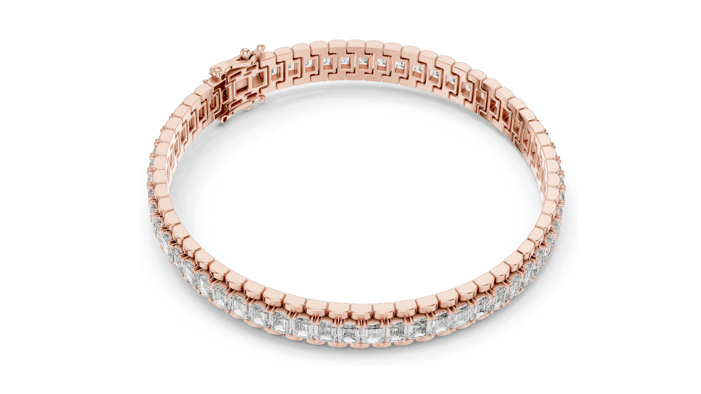12 CT Lab VVS-VS EF CVD Diamond Tennis Bangle Bracelet | Available in 18KT, 14KT, 10KT Gold & 925 Silver | Rose, Yellow, White Gold Options