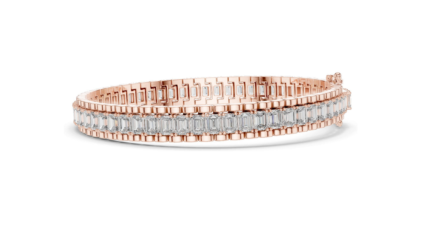 Luxury 12 CT Lab Diamond Baguette Tennis Bracelet | VVS-VS EF CVD Diamonds | 18KT, 14KT, 10KT Gold & 925 Silver | Rose, Yellow, White Gold Options | Fine Jewelry