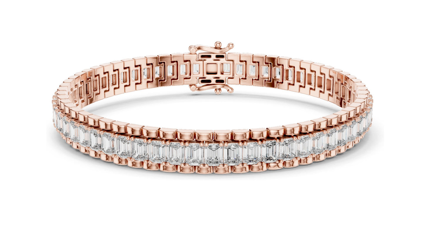 Luxury 12 CT Lab Diamond Baguette Tennis Bracelet | VVS-VS EF CVD Diamonds | 18KT, 14KT, 10KT Gold & 925 Silver | Rose, Yellow, White Gold Options | Fine Jewelry