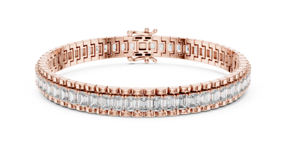 Luxury 12 CT Lab Diamond Baguette Tennis Bracelet | VVS-VS EF CVD Diamonds | 18KT, 14KT, 10KT Gold & 925 Silver | Rose, Yellow, White Gold Options | Fine Jewelry