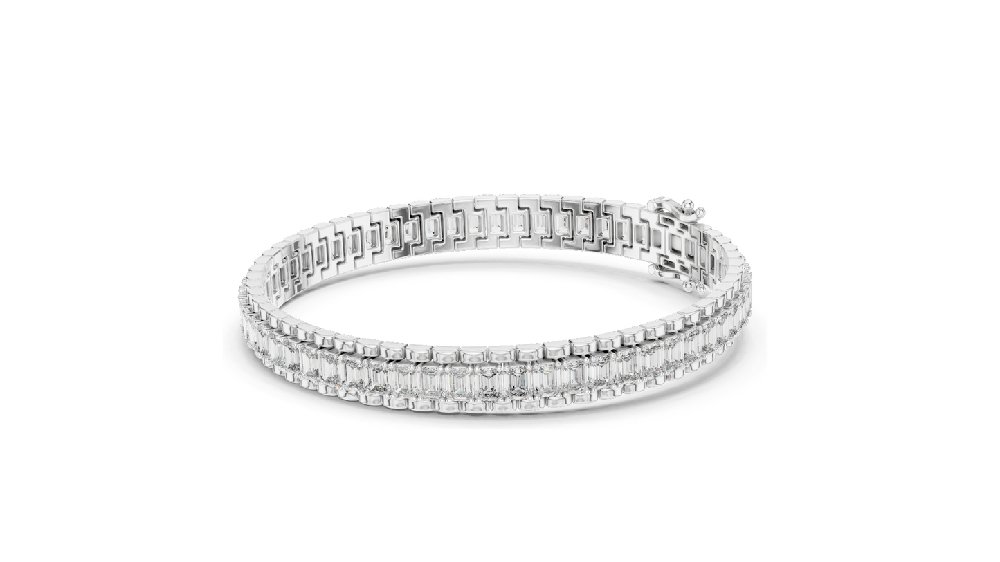 12 CT Lab VVS-VS EF CVD Diamond Tennis Bangle Bracelet | Available in 18KT, 14KT, 10KT Gold & 925 Silver | Rose, Yellow, White Gold Options