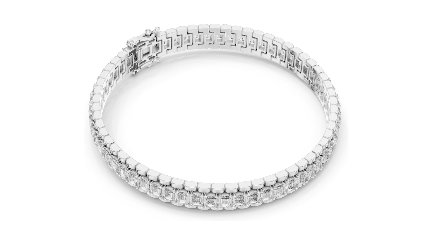 12 CT Lab VVS-VS EF CVD Diamond Tennis Bangle Bracelet | Available in 18KT, 14KT, 10KT Gold & 925 Silver | Rose, Yellow, White Gold Options