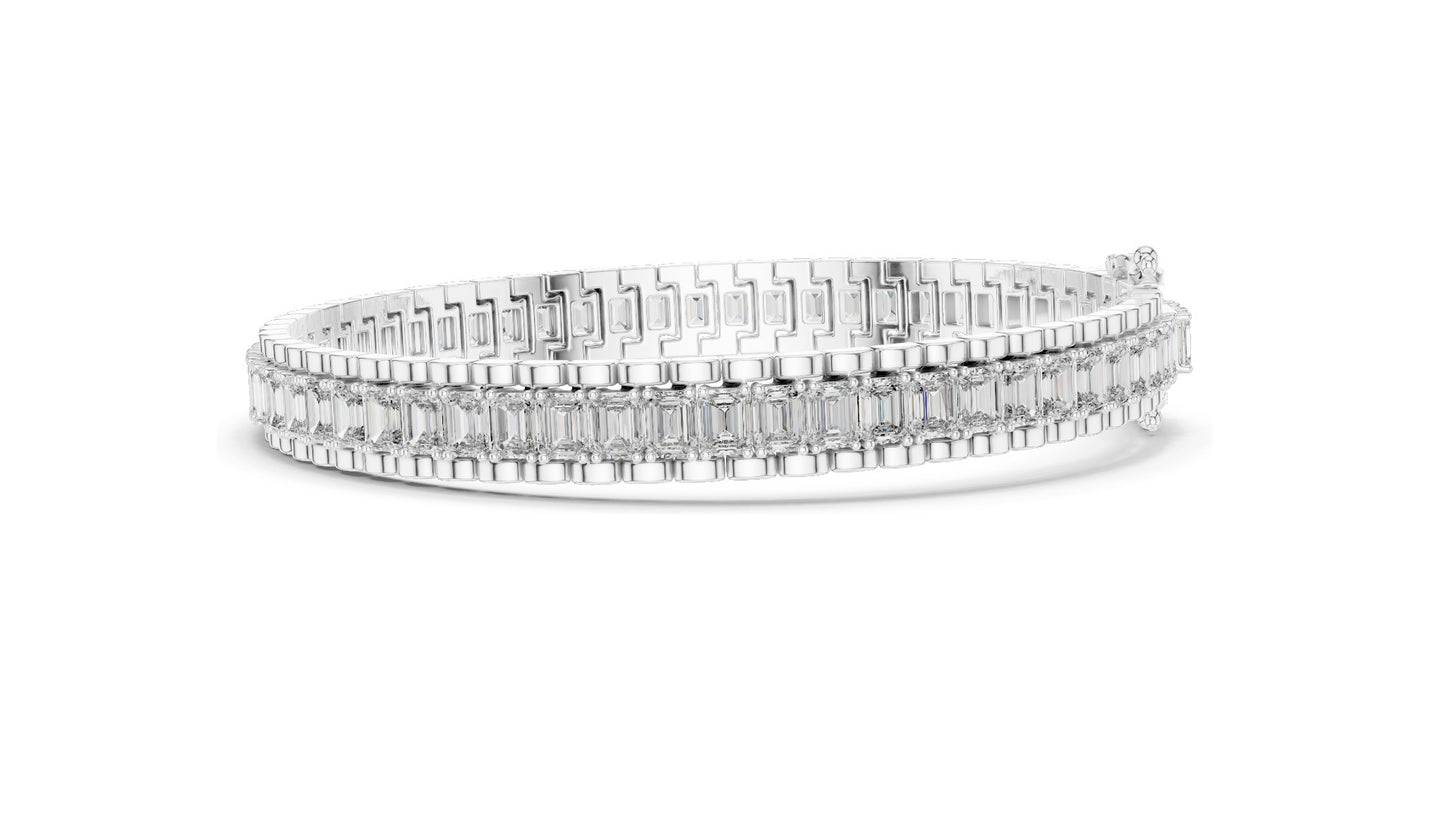 Luxury 12 CT Lab Diamond Baguette Tennis Bracelet | VVS-VS EF CVD Diamonds | 18KT, 14KT, 10KT Gold & 925 Silver | Rose, Yellow, White Gold Options | Fine Jewelry