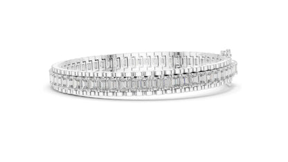 Luxury 12 CT Lab Diamond Baguette Tennis Bracelet | VVS-VS EF CVD Diamonds | 18KT, 14KT, 10KT Gold & 925 Silver | Rose, Yellow, White Gold Options | Fine Jewelry