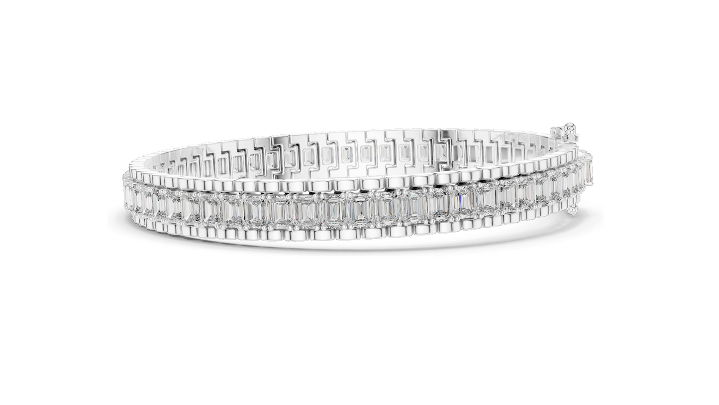 12 CT Lab VVS-VS EF CVD Diamond Tennis Bangle Bracelet | Available in 18KT, 14KT, 10KT Gold & 925 Silver | Rose, Yellow, White Gold Options