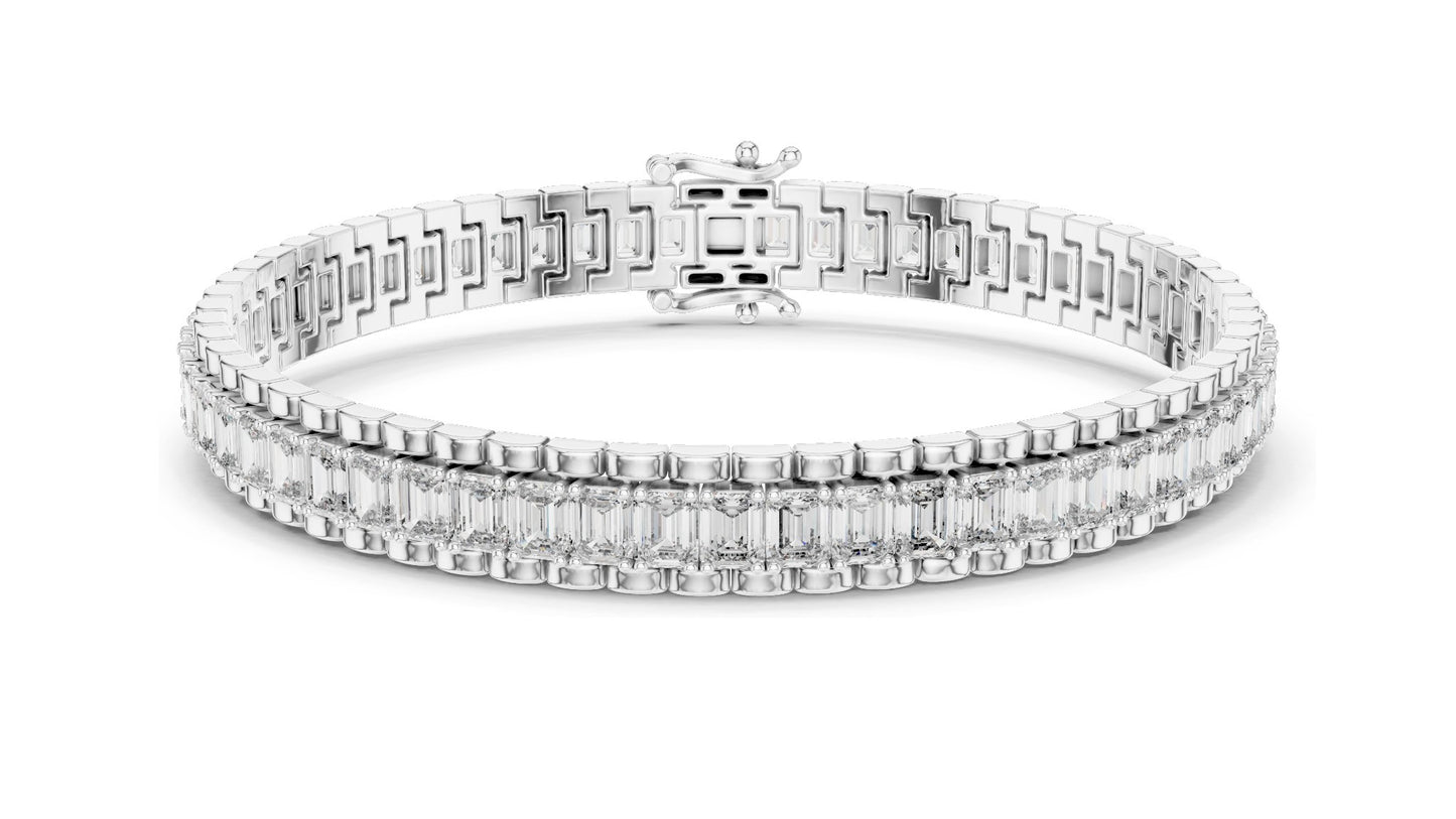 Luxury 12 CT Lab Diamond Baguette Tennis Bracelet | VVS-VS EF CVD Diamonds | 18KT, 14KT, 10KT Gold & 925 Silver | Rose, Yellow, White Gold Options | Fine Jewelry