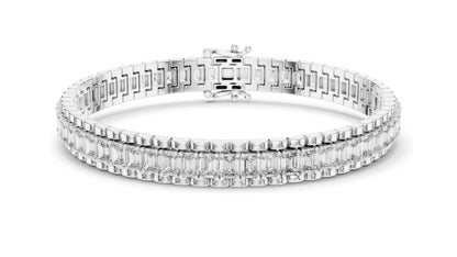 Luxury 12 CT Lab Diamond Baguette Tennis Bracelet | VVS-VS EF CVD Diamonds | 18KT, 14KT, 10KT Gold & 925 Silver | Rose, Yellow, White Gold Options | Fine Jewelry