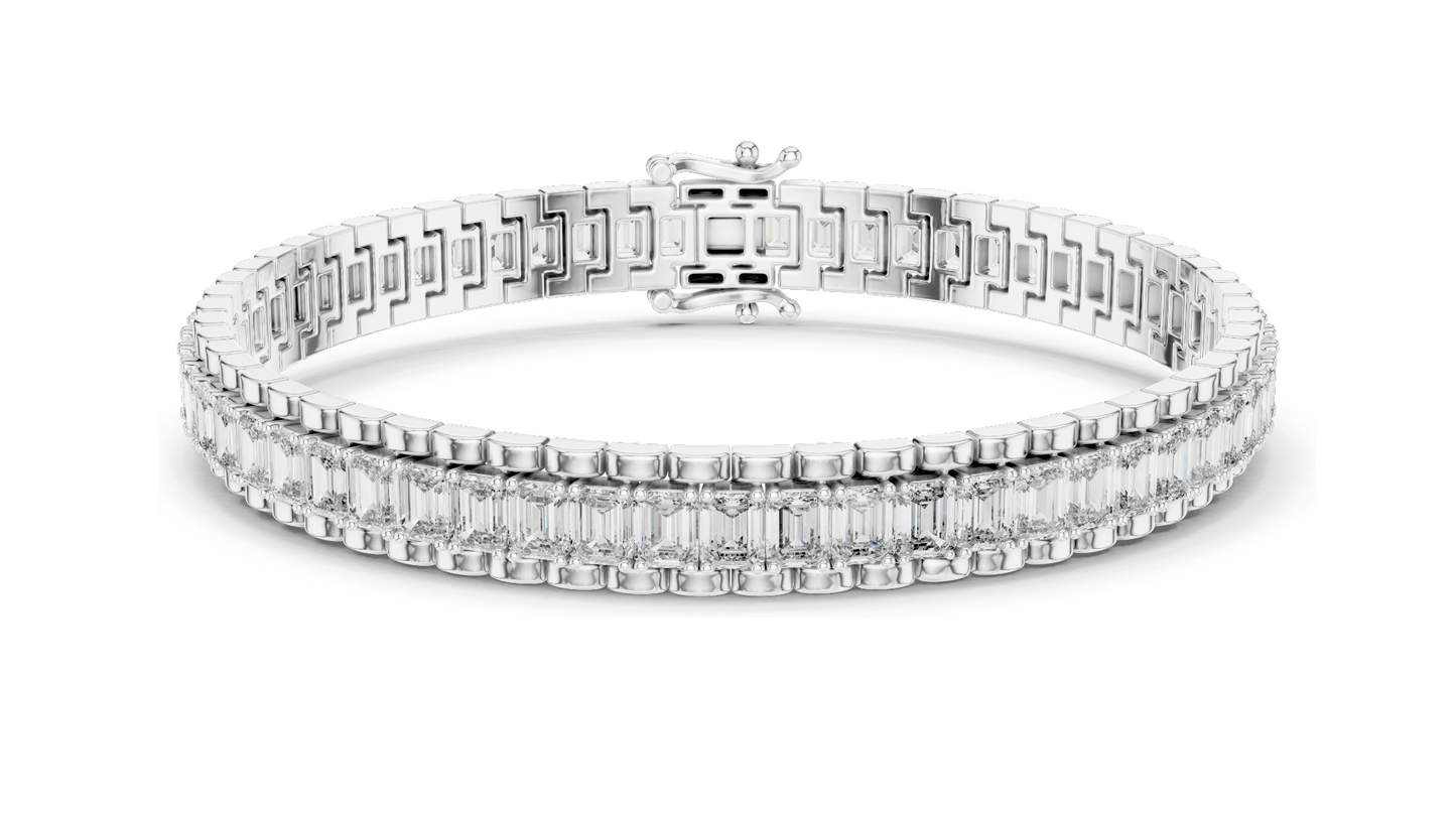 12 CT Lab VVS-VS EF CVD Diamond Tennis Bangle Bracelet | Available in 18KT, 14KT, 10KT Gold & 925 Silver | Rose, Yellow, White Gold Options