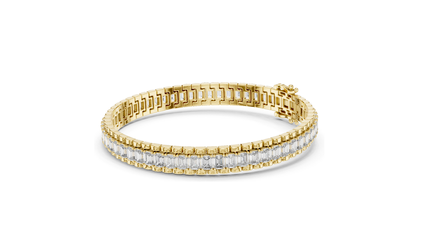 12 CT Lab VVS-VS EF CVD Diamond Tennis Bangle Bracelet | Available in 18KT, 14KT, 10KT Gold & 925 Silver | Rose, Yellow, White Gold Options