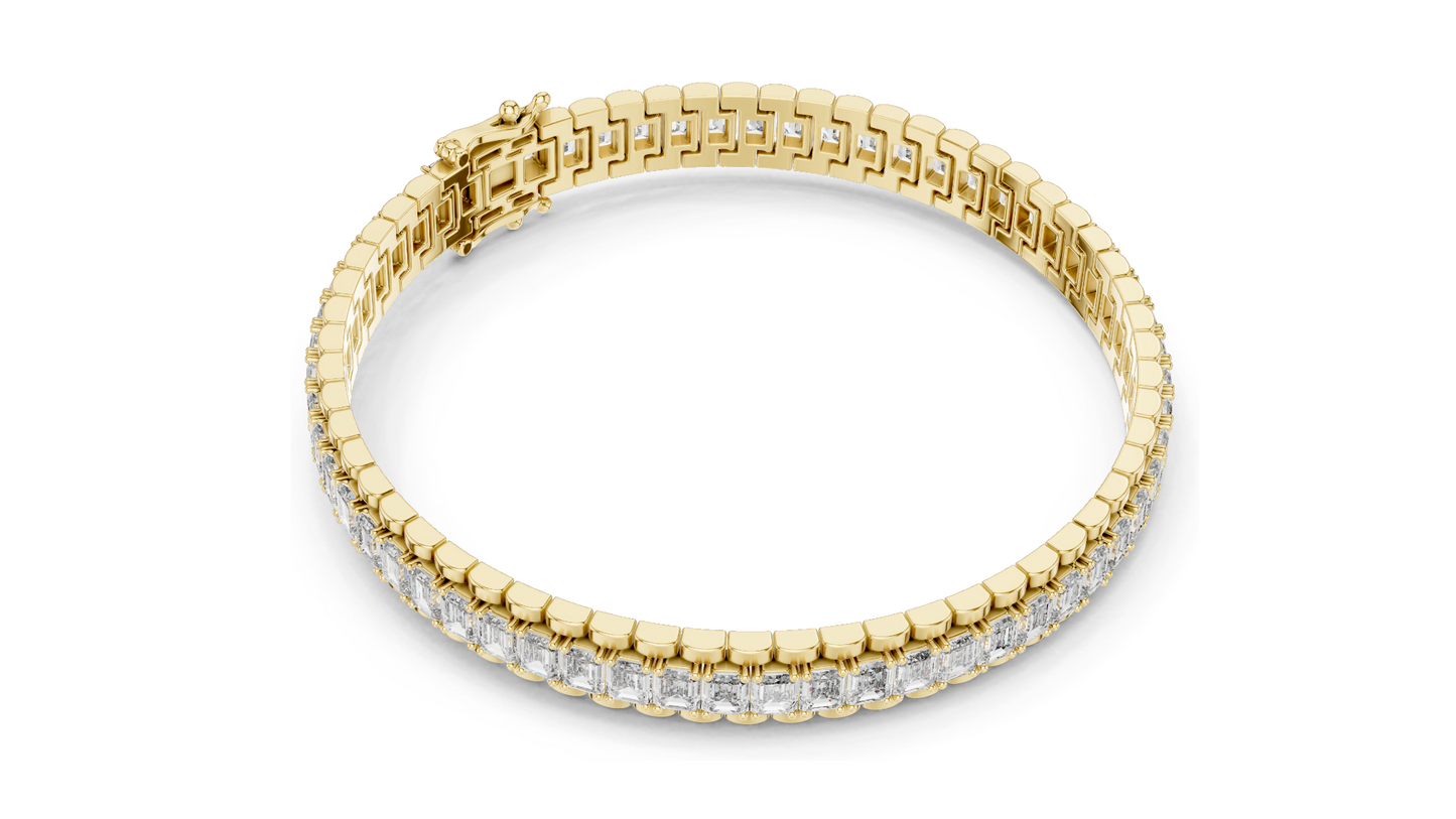 12 CT Lab VVS-VS EF CVD Diamond Tennis Bangle Bracelet | Available in 18KT, 14KT, 10KT Gold & 925 Silver | Rose, Yellow, White Gold Options