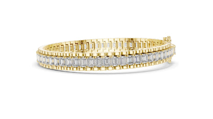 Luxury 12 CT Lab Diamond Baguette Tennis Bracelet | VVS-VS EF CVD Diamonds | 18KT, 14KT, 10KT Gold & 925 Silver | Rose, Yellow, White Gold Options | Fine Jewelry
