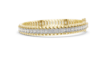 12 CT Lab VVS-VS EF CVD Diamond Tennis Bangle Bracelet | Available in 18KT, 14KT, 10KT Gold & 925 Silver | Rose, Yellow, White Gold Options
