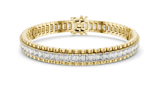 Luxury 12 CT Lab Diamond Baguette Tennis Bracelet | VVS-VS EF CVD Diamonds | 18KT, 14KT, 10KT Gold & 925 Silver | Rose, Yellow, White Gold Options | Fine Jewelry