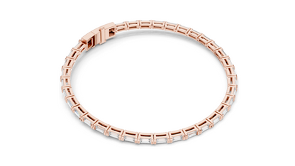 3.70 CT Lab Diamond Tennis Bangle Bracelet | Baguette Cut | 10KT, 14KT, 18KT Gold & 925 Silver | Rose, Yellow, White Gold Options | Fine Jewelry for Her