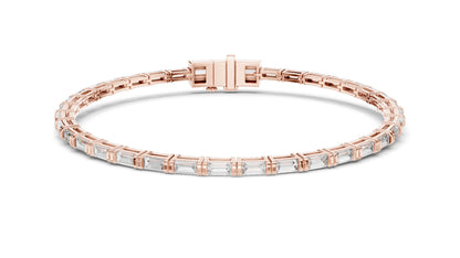 3.7 CT Lab Diamond Baguette Tennis Bracelet | 10KT, 14KT, 18KT Gold & 925 Silver | Rose, Yellow, White Gold Options | Luxury Fine Jewelry for Women