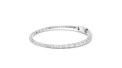 3.70 CT Lab Diamond Tennis Bangle Bracelet | Baguette Cut | 10KT, 14KT, 18KT Gold & 925 Silver | Rose, Yellow, White Gold Options | Fine Jewelry for Her
