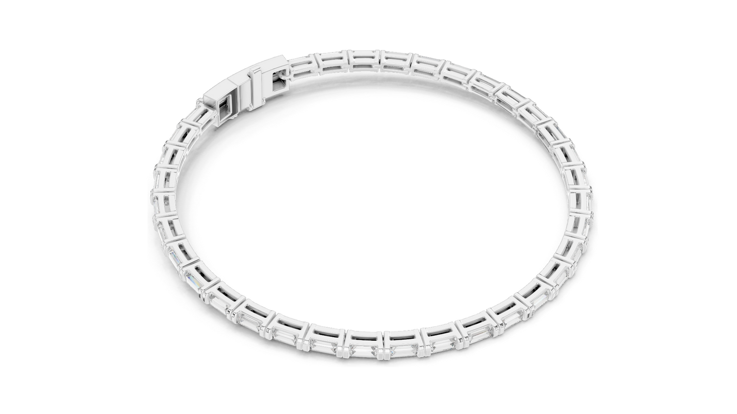 3.70 CT Lab Diamond Tennis Bangle Bracelet | Baguette Cut | 10KT, 14KT, 18KT Gold & 925 Silver | Rose, Yellow, White Gold Options | Fine Jewelry for Her