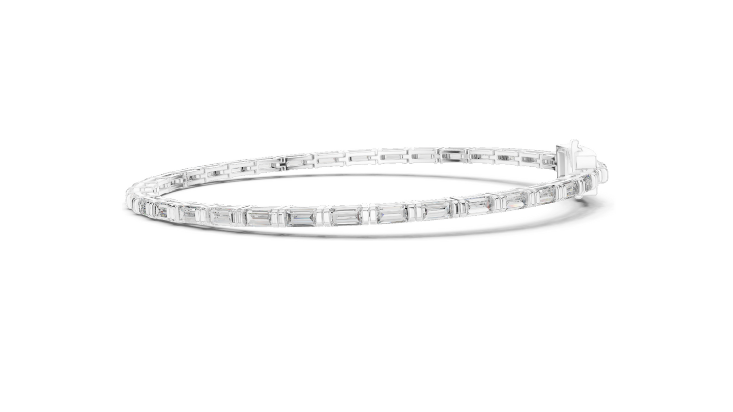 3.70 CT Lab Diamond Tennis Bangle Bracelet | Baguette Cut | 10KT, 14KT, 18KT Gold & 925 Silver | Rose, Yellow, White Gold Options | Fine Jewelry for Her