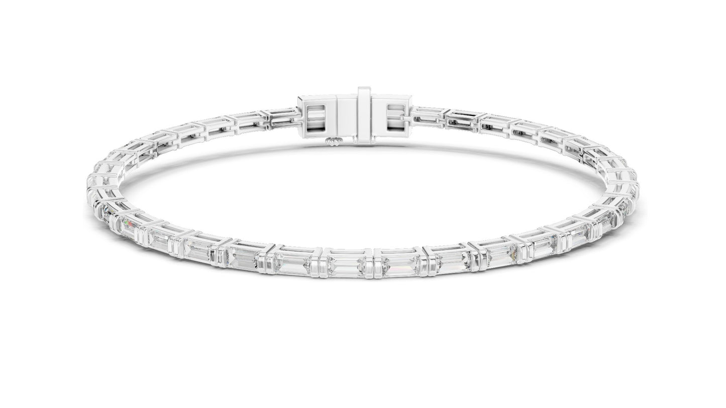 3.7 CT Lab Diamond Baguette Tennis Bracelet | 10KT, 14KT, 18KT Gold & 925 Silver | Rose, Yellow, White Gold Options | Luxury Fine Jewelry for Women