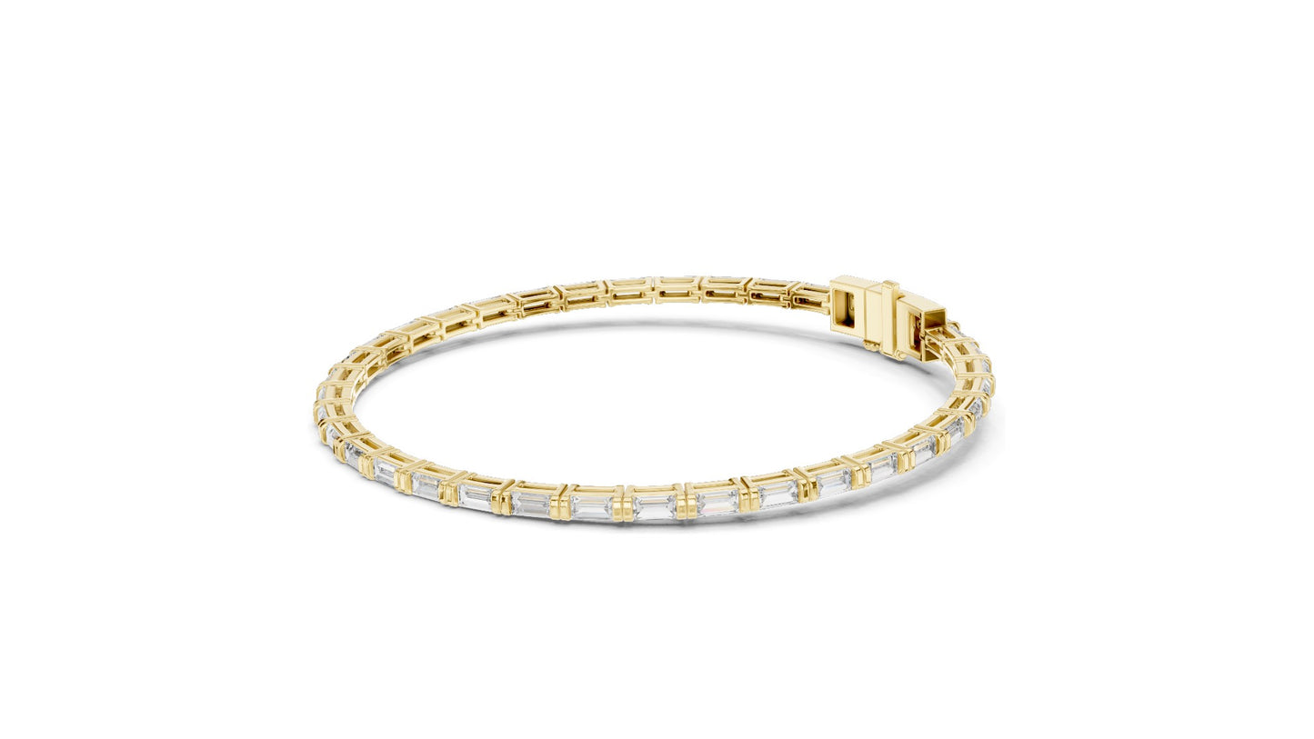 3.7 CT Lab Diamond Baguette Tennis Bracelet | 10KT, 14KT, 18KT Gold & 925 Silver | Rose, Yellow, White Gold Options | Luxury Fine Jewelry for Women