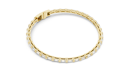 3.70 CT Lab Diamond Tennis Bangle Bracelet | Baguette Cut | 10KT, 14KT, 18KT Gold & 925 Silver | Rose, Yellow, White Gold Options | Fine Jewelry for Her