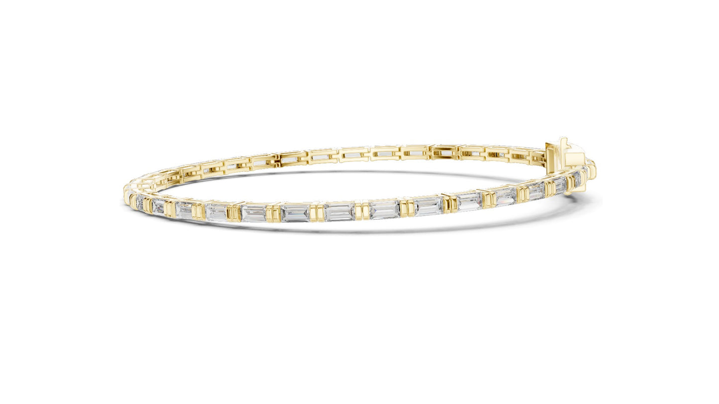 3.7 CT Lab Diamond Baguette Tennis Bracelet | 10KT, 14KT, 18KT Gold & 925 Silver | Rose, Yellow, White Gold Options | Luxury Fine Jewelry for Women