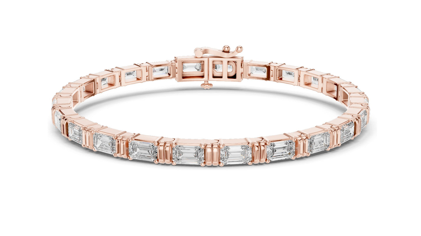 8.96 CT Lab Diamond Tennis Bracelet | Emerald Cut VVS–VS EF | 18KT, 14KT, 10KT Gold & 925 Silver | Rose, Yellow, White Gold Options | Luxury Fine Jewelry