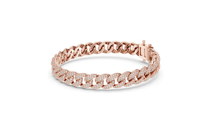 4.997 CT Lab Diamond Cuban Link Bracelet | VVS-VS EF Round Brilliant Cut | 10KT, 14KT, 18KT Gold & 925 Silver | Rose, Yellow, White Gold | Hip Hop Luxury Jewelry