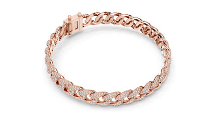 4.997 CT Lab Diamond Cuban Link Bracelet | VVS-VS EF Round Brilliant Cut | 10KT, 14KT, 18KT Gold & 925 Silver | Rose, Yellow, White Gold | Hip Hop Luxury Jewelry