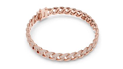4.99 CT Lab Diamond Cuban Link Bracelet | Round Brilliant Cut | 18KT, 14KT, 10KT Gold & 925 Silver | Rose, Yellow, White Gold | Luxury Iced-Out Jewelry