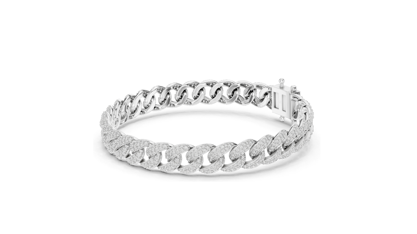 4.99 CT Lab Diamond Cuban Link Bracelet | Round Brilliant Cut | 18KT, 14KT, 10KT Gold & 925 Silver | Rose, Yellow, White Gold | Luxury Iced-Out Jewelry