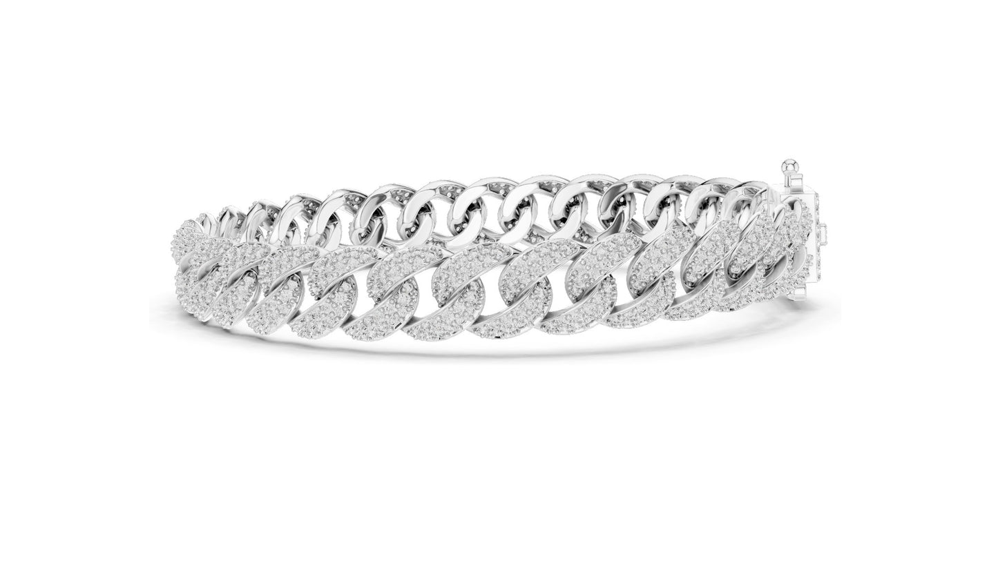4.997 CT Lab Diamond Cuban Link Bracelet | VVS-VS EF Round Brilliant Cut | 10KT, 14KT, 18KT Gold & 925 Silver | Rose, Yellow, White Gold | Hip Hop Luxury Jewelry