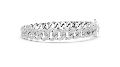4.99 CT Lab Diamond Cuban Link Bracelet | Round Brilliant Cut | 18KT, 14KT, 10KT Gold & 925 Silver | Rose, Yellow, White Gold | Luxury Iced-Out Jewelry